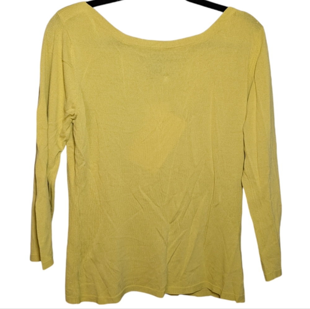 NWT Dialogue Yellow Euro Crepe Knit Long Sleeve Top Size L 💛✨